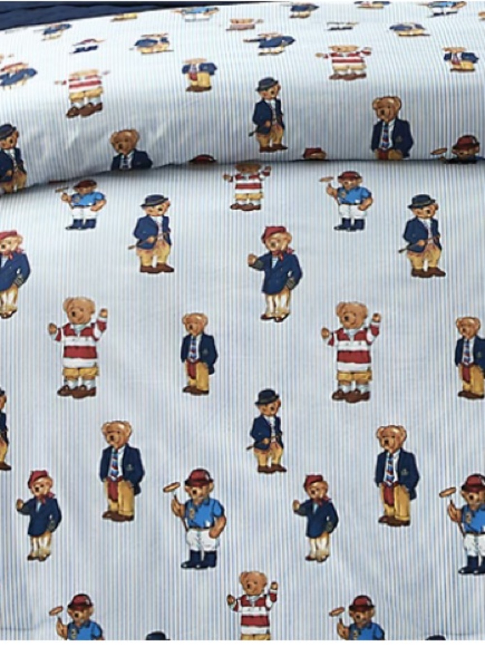 Blue Polo Ralph Lauren Bear Pattern Comforter - Classic Navy Design